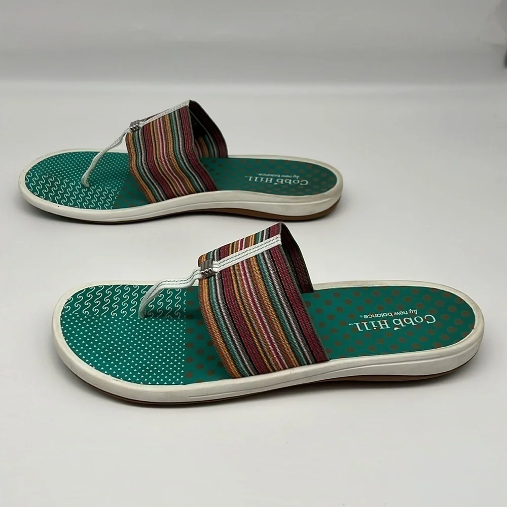 Cobb Hill by New Balance Multi Color Striped Jeanine Thong Wide‎ Band Sandal 11M